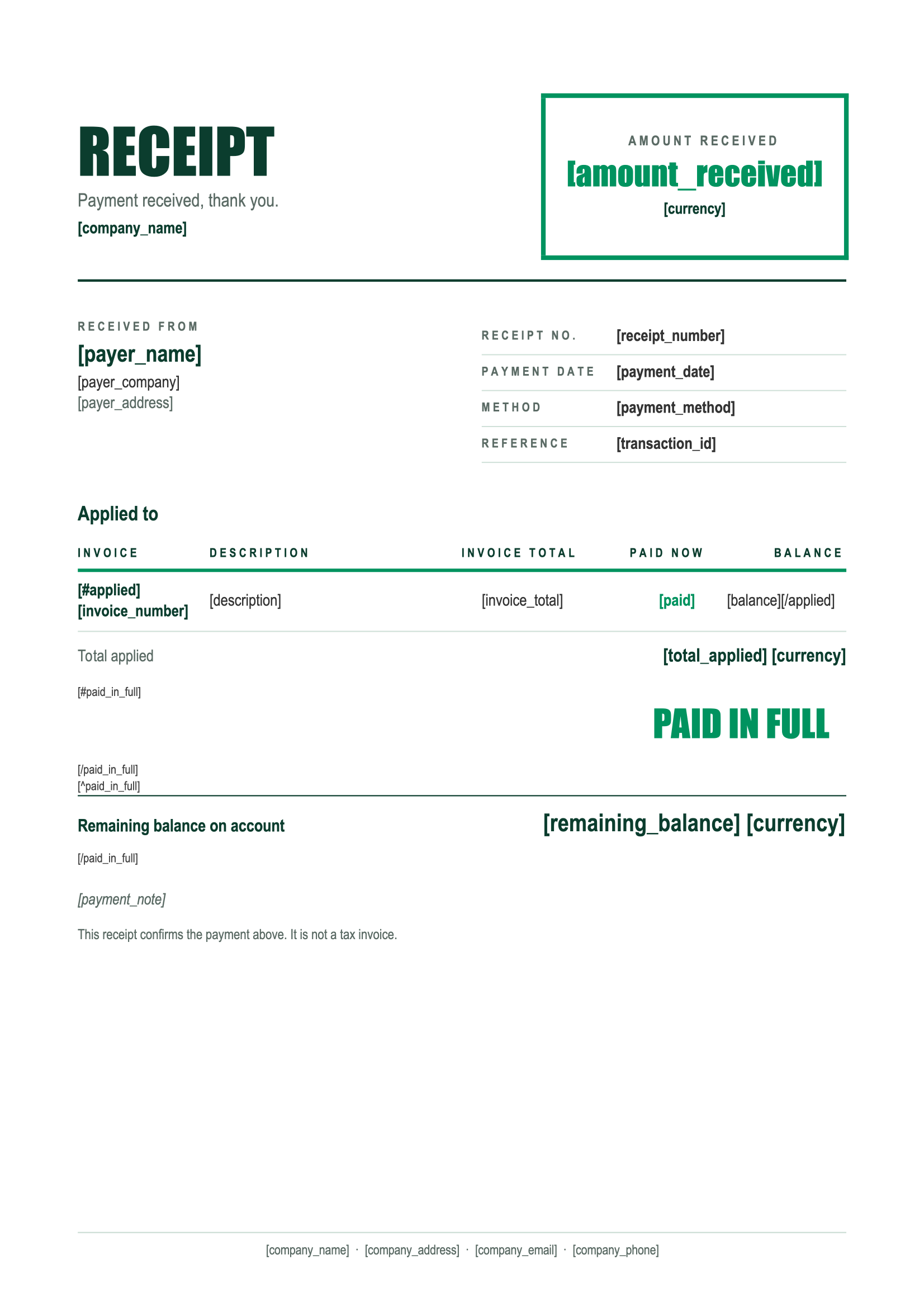 Payment Receipt Template